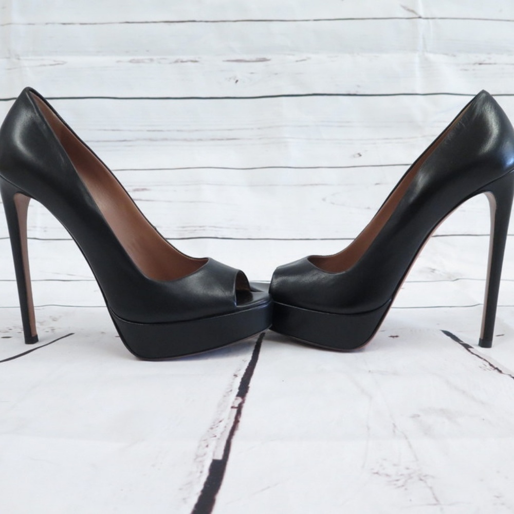 Alaia Pump Platform Peep Toe Black Leather - Picture 5 of 7